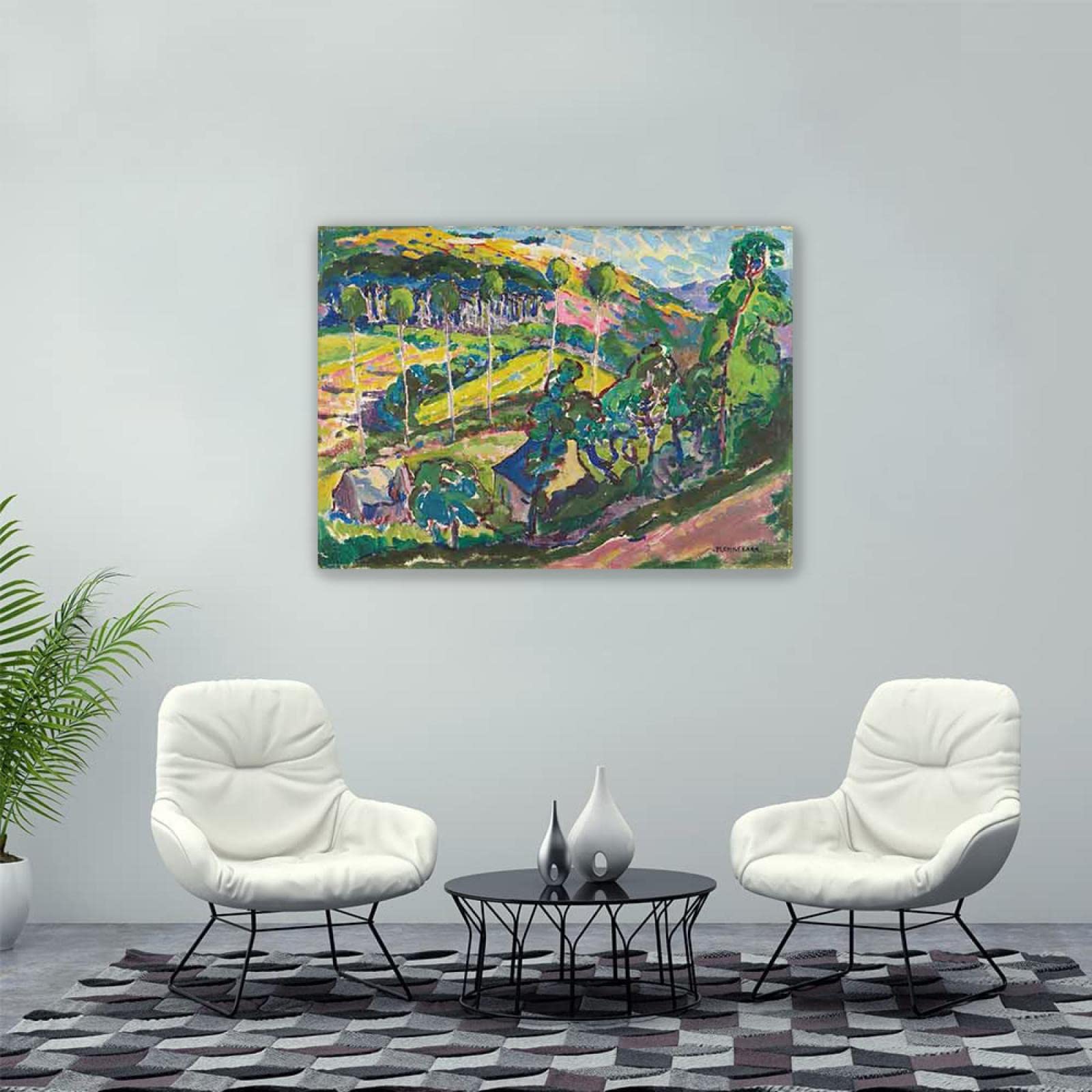 Emily Carr Pintura Reproducción de Carteles Cuadro en lienzo-impresión Obras de Arte-listo para colgar Cuadros famosos impreso sobre lienzo(Paisaje de Bretaña)90x115cm(35x45in)Enmarcado