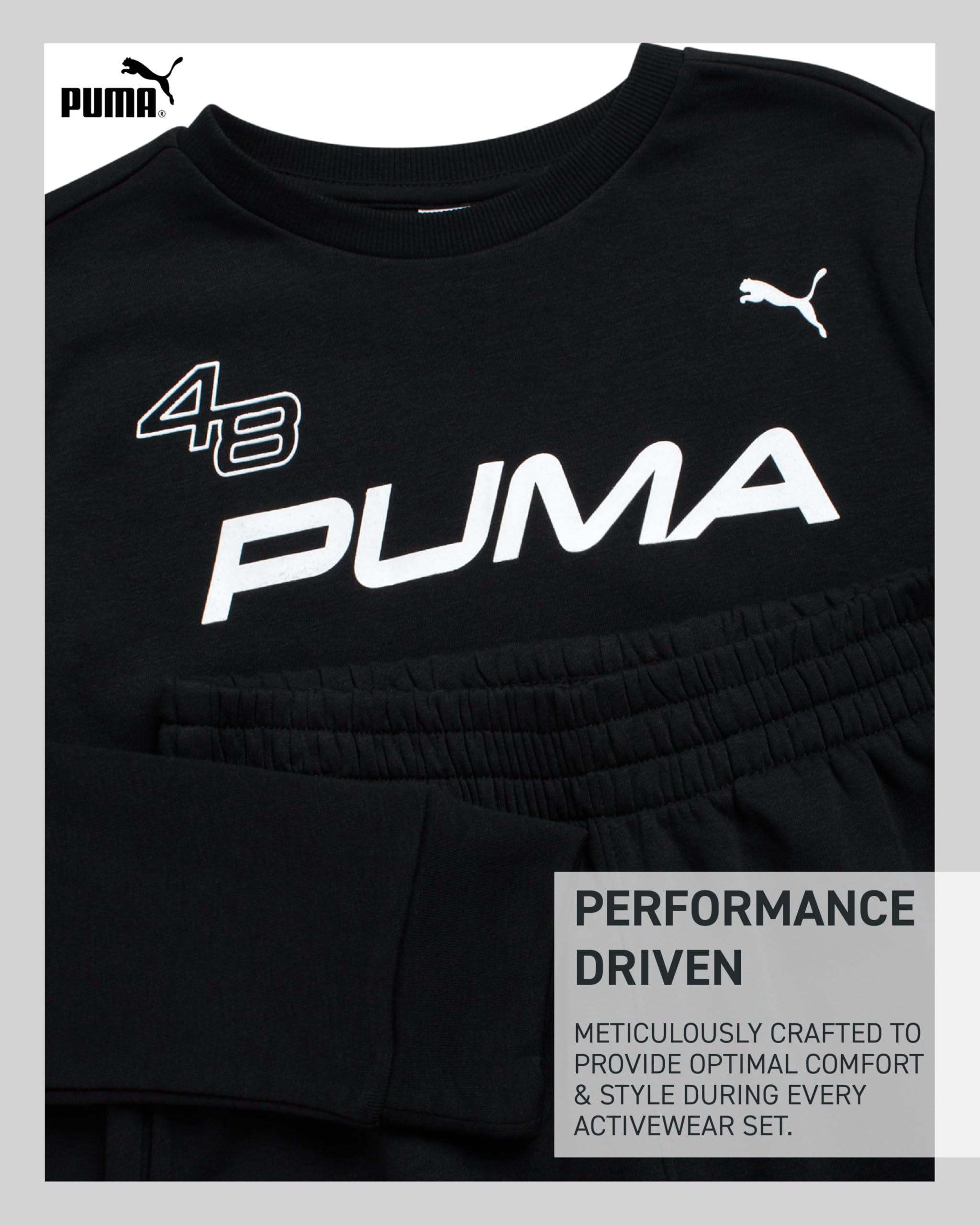 PUMA Ensemble 2 pièces de survêtement en polaire douce à col rond pour garçon et pantalon de jogging pour enfants (4-16)