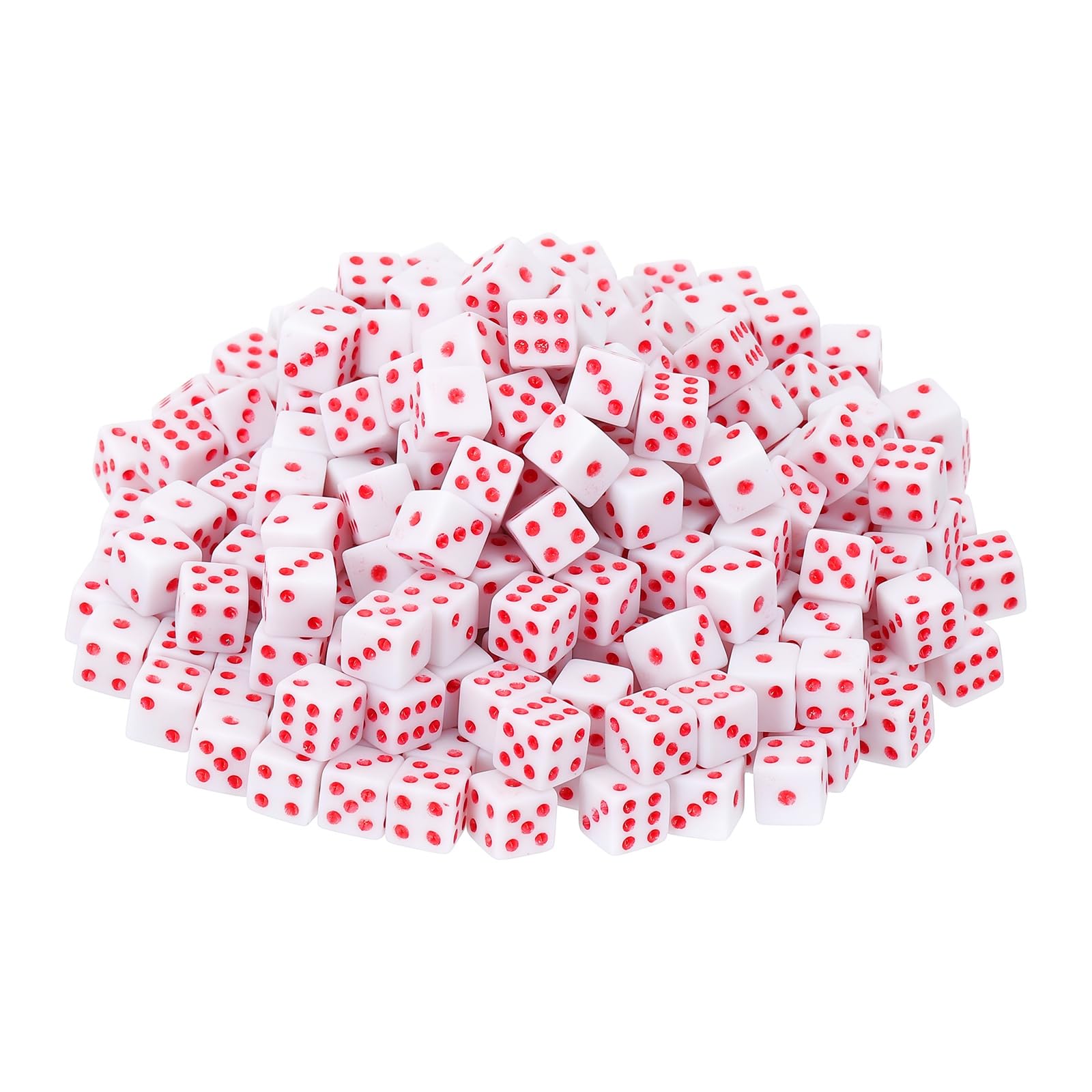 sourcing map 250Pcs Mini Dice, 8mm/0.31" Acrylic Tiny Six Side Game Dot Square Dice Bulk for Table Board Game Party Activities, White/Red — image 1