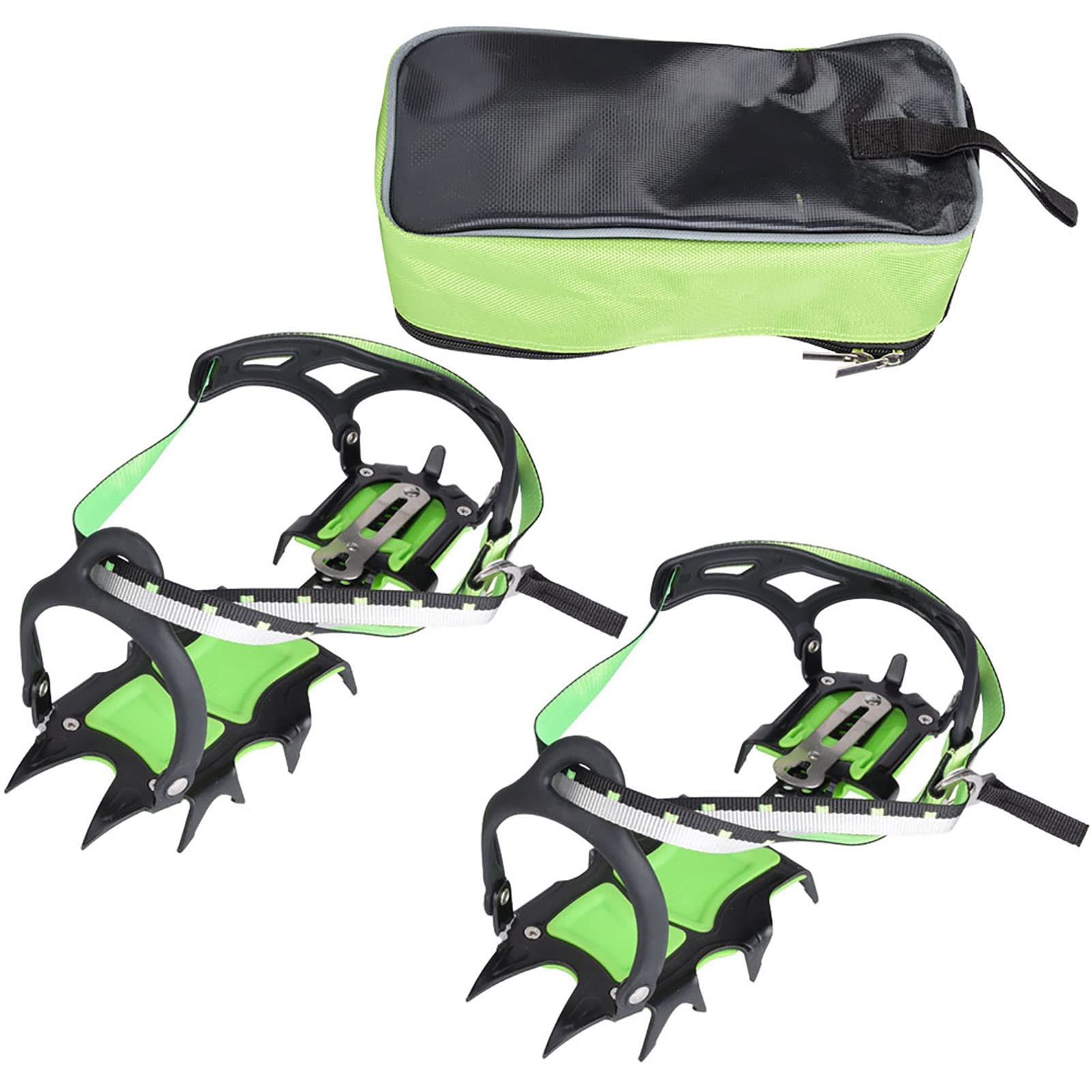 HERCHR Crampons De Traction sur Glace, 1 Paire De Crampons à 14 Dents pour Chaussures à Pointes Antidérapantes en Acier Inoxydable pour la Randonnée, l'escalade, L'alpinisme