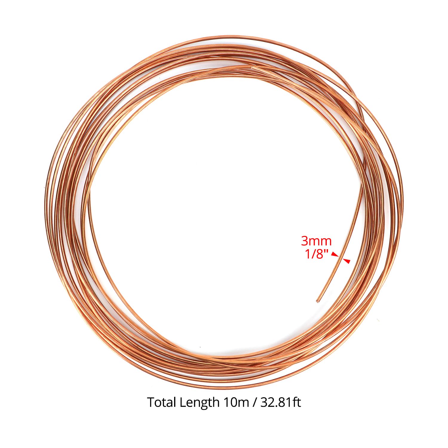QWORK® Czysty drut miedziany T2, Ø 3 mm, długość 10 m, do hobby, elektrotechniki i majsterkowania