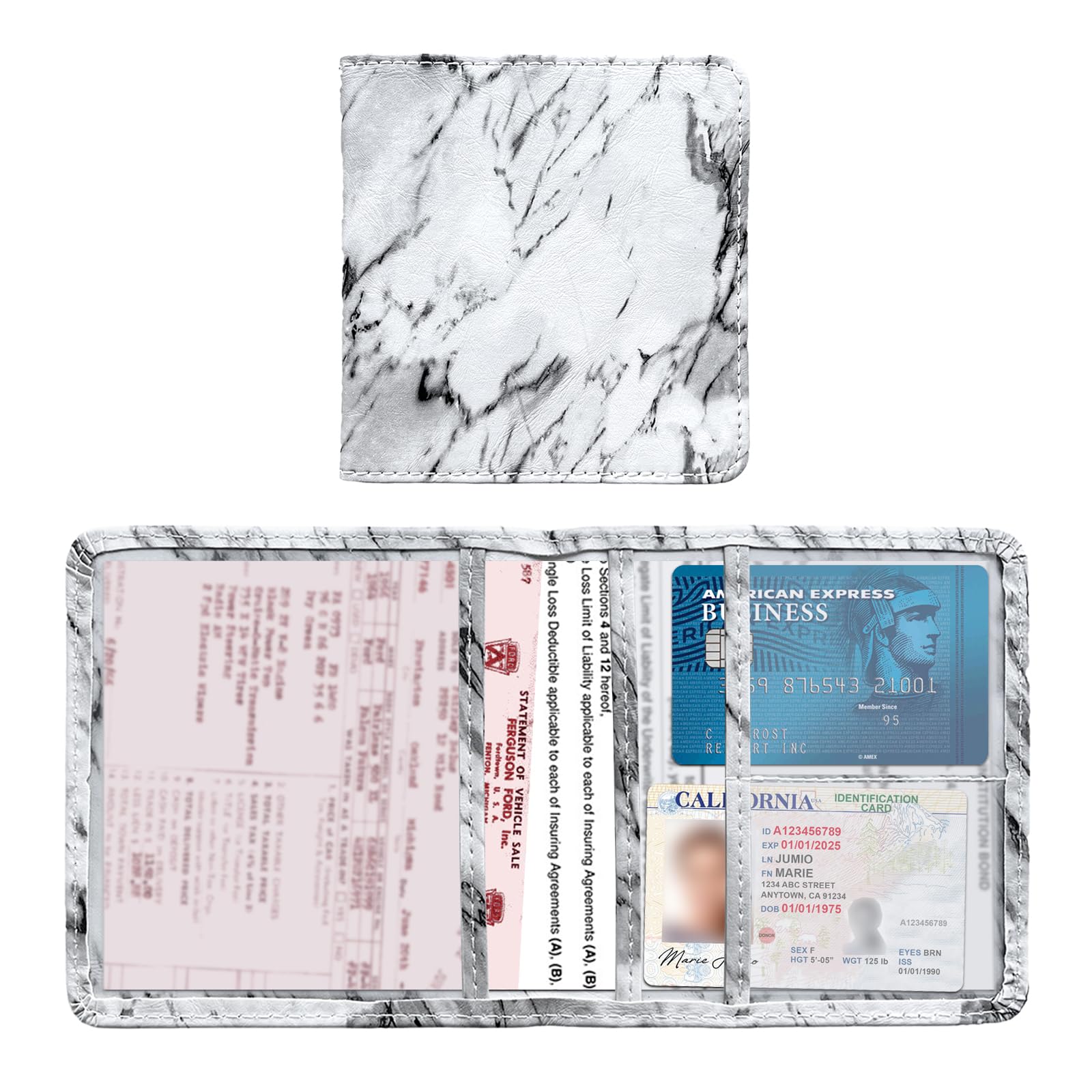 Kewucn Car Registration and Insurance Holder, Leather Auto Glove Box Organizer with Magnetic Shut, Driver License & Essential Documents