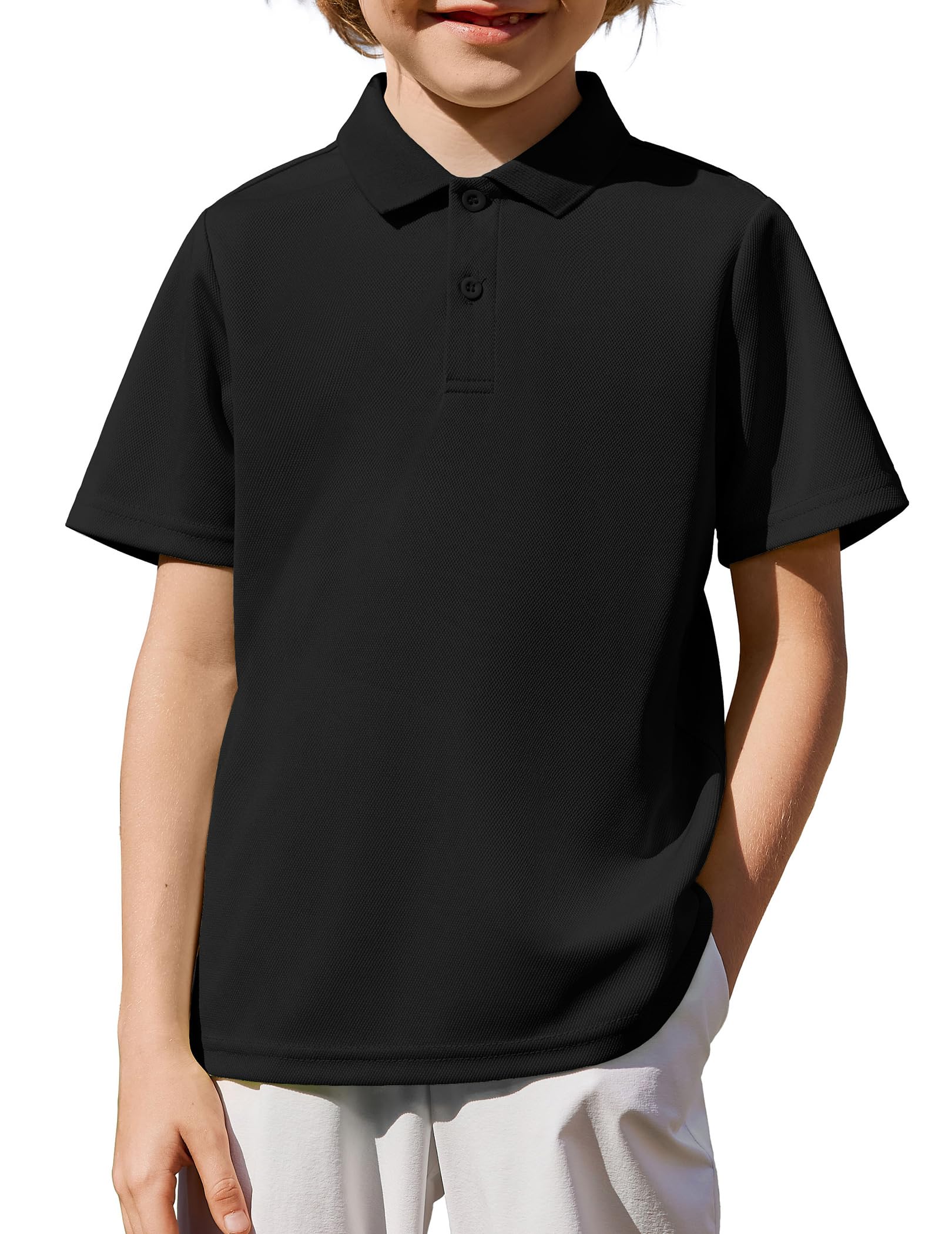 Arshiner Jungen Poloshirt Kurzarm Kinder Shirt Schule Top Weich Elastisch Polohemd mit Knopfleiste, Elegant Frühlings Sommer- Oberteil 5–12 Jahre