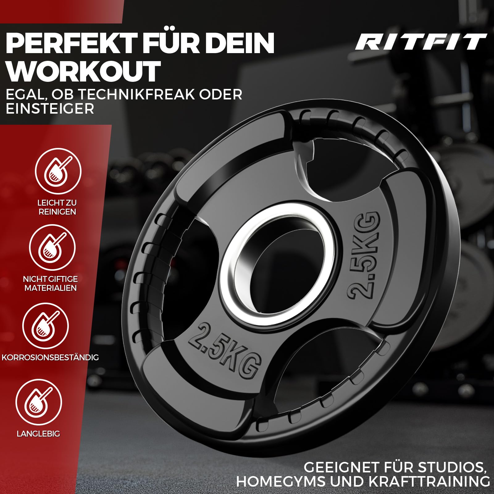 RitFit Juego de discos de pesas olímpicos, 2,5-25 kg