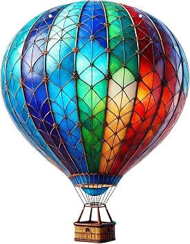 Hot Air Balloon Ornament 7.9x6.1 Inch Rainbow Ornament Balloons Acrylic Hanging Balloon for Hot Air Lovers Gifts Christmas Decor, Balloons, B