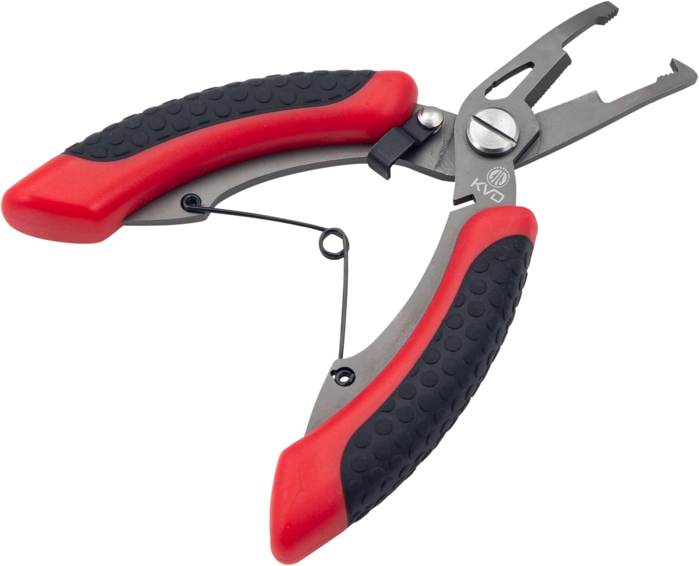 Strike King (SRT5KVD) KVD 5 Precision Split Ring Pliers, Red, Dual Injected Combat Grip Handles