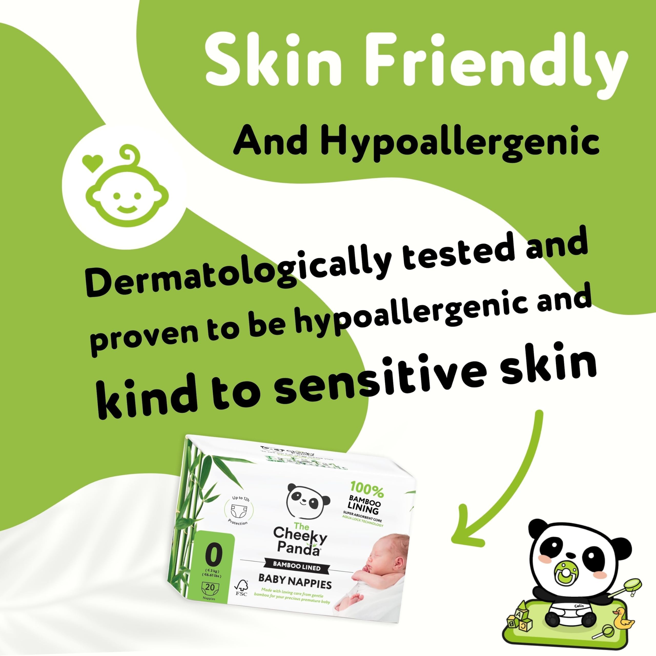 The Cheeky Panda Bamboo Nappies Size 0 Premature Baby Nappies | 20 Eco Nappies | Super Absorbent with Aqua Lock Technology (<3kg)