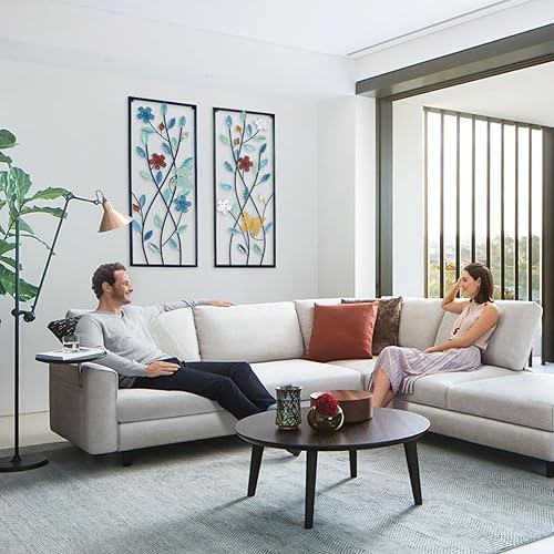 Vista 6 de AOTISBAO 2 piezas de 35 x 14 pulgadas de metal para decoración de pared con flores, decoración moderna de pared para el hogar, escultura grande