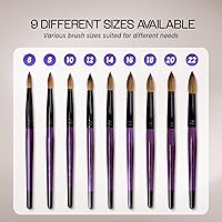 Vista 5 de PANA Pure Kolinsky Cepillo de uñas acrílico con mango de madera - forma redonda