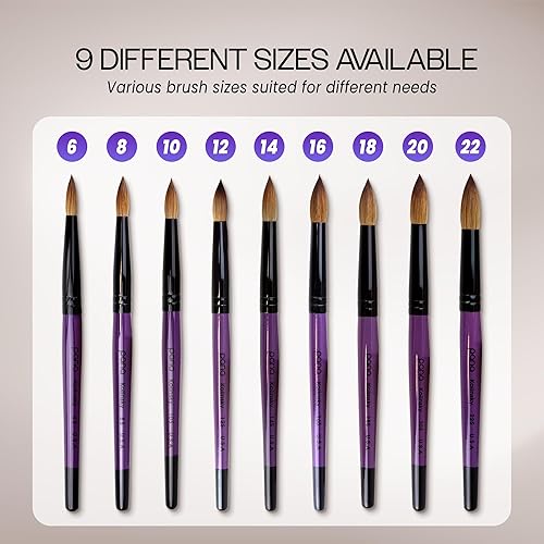 Miniatura 10 de PANA Pure Kolinsky Cepillo de uñas acrílico con mango de madera - forma redonda