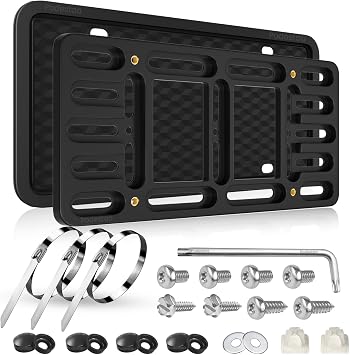 Front License Plate Bracket Holder with Black Frame