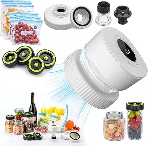 Máquina eléctrica selladora al vacío, parada automática e inalámbrica, todo en uno para tarros Mason de boca ancha y boca regular, bolsas