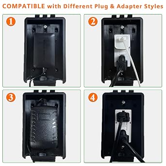 Outdoor Weatherproof Electrical Outlet Cover with Lock, Fits Most 2.6 H x 2.5 W or Smaller Plugs, Baby Proof Waterproof Outlet Lockable Box, Fit for Outdoor in-Use