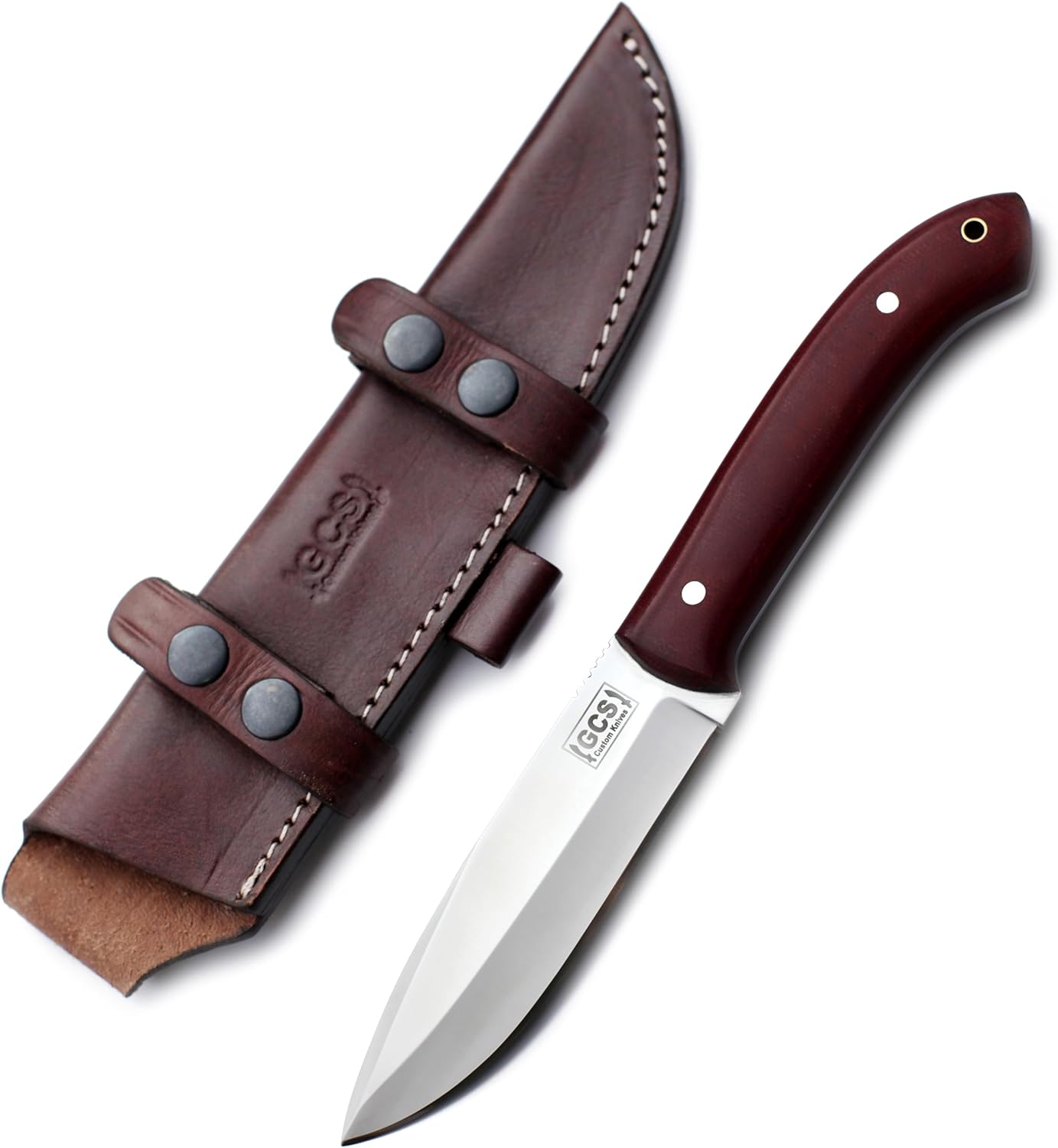 GCS Handmade Full Tang G10 Handle D2 Tool Steel Tactical knife Hunting Knife Camp Knife with leather sheath Full tang blade designed for Hunting & EDC GCS 163