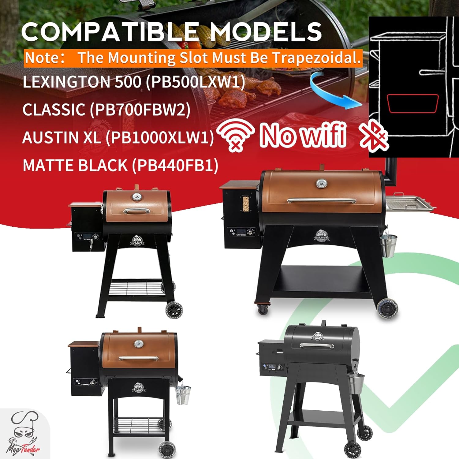 PID Trapezoidal Grill Controller Replacement for Pit Boss Austin XL 1000, Classic 700, Lexington 540 – Digital Thermostat Control Board with 1°F Precision (145°F-500°F), Meat Probe Alert