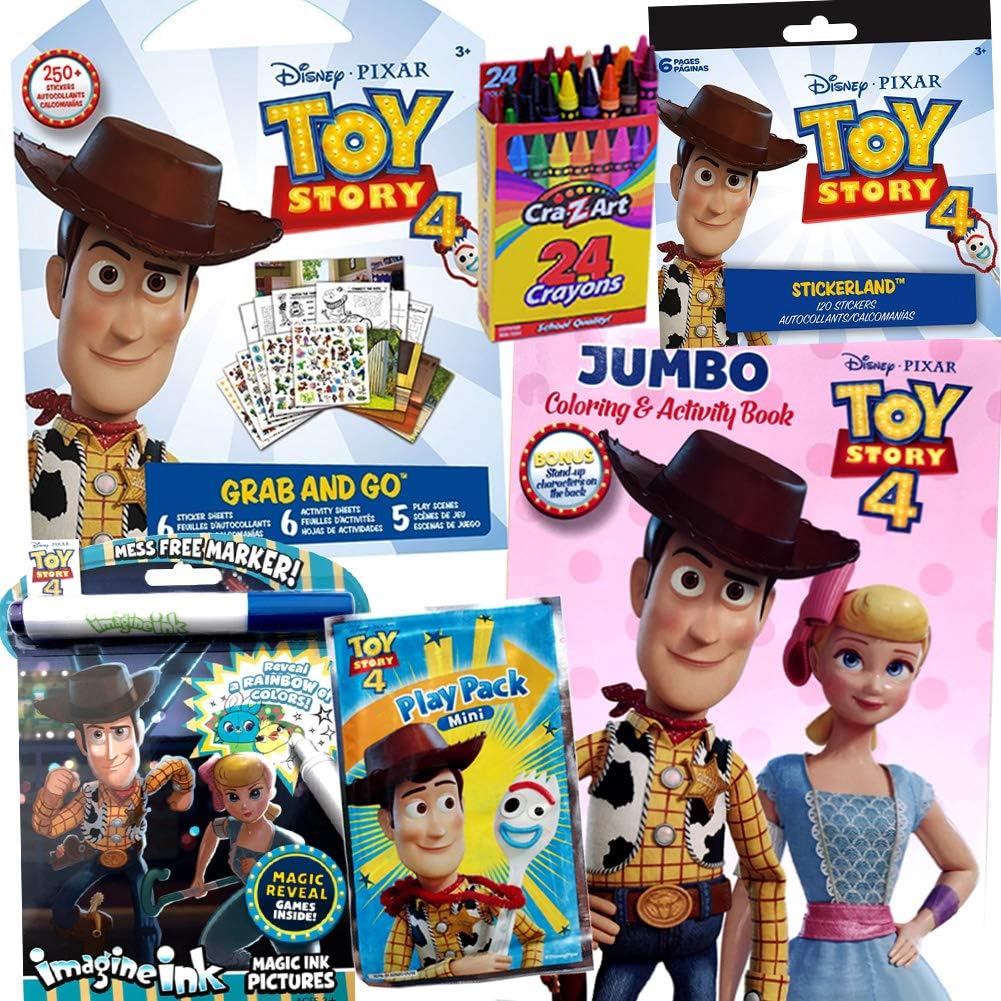 ColorBoxCrate Toy Story 4 Coloring Book Toy Set for Girls 6 Pack Includes Toy Story 4 Activity Books, Toy Story 4 Coloring Books, Toy Story 4 Stickers, Crayons, and More for Children Ages 3 to 8