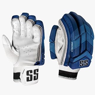 SS CLUBLITE Men s Cricket Batting Gloves Blue Leather Palm, Lightweight Protection with Fiber Inserts & Ventilated Design