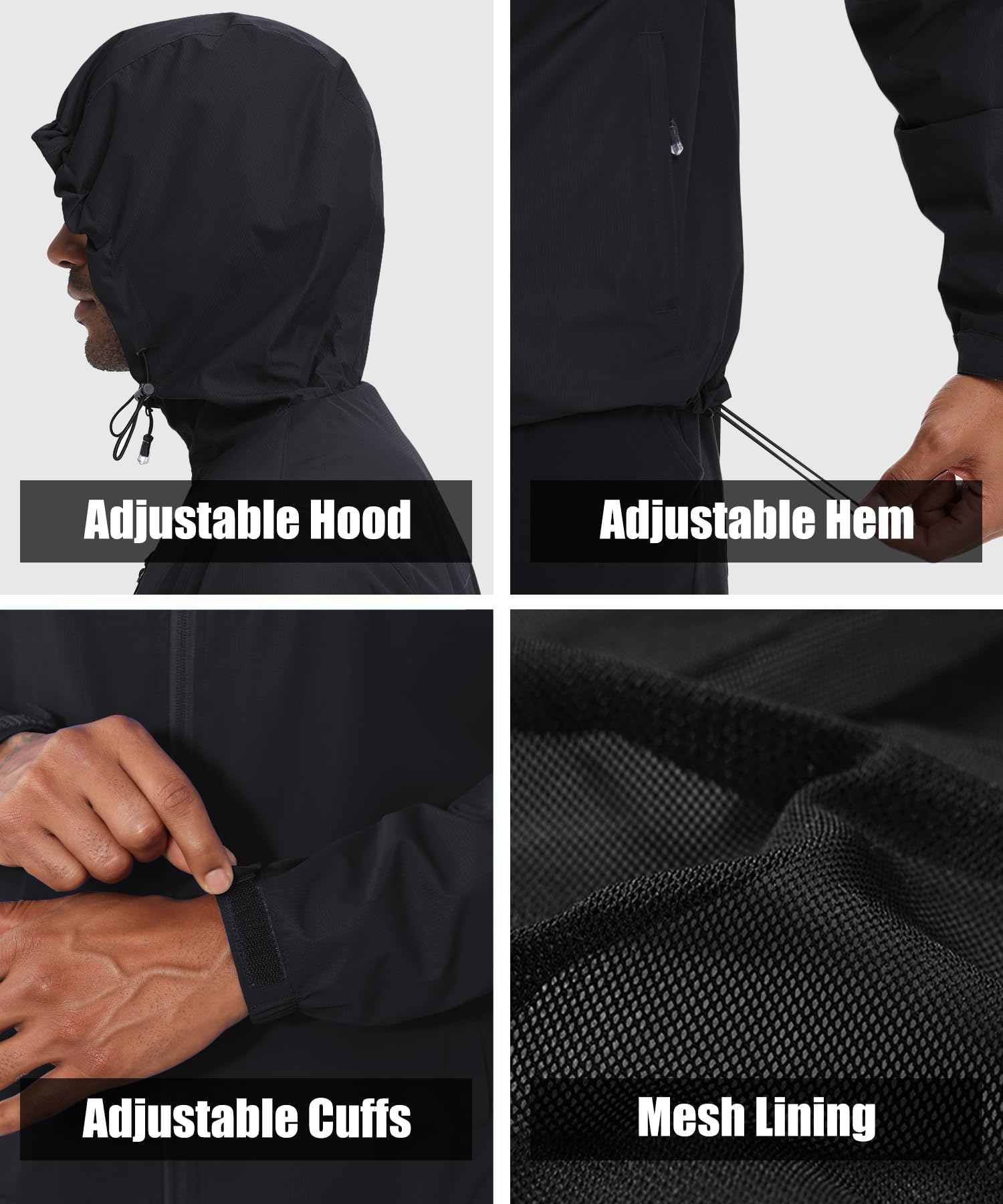 Huayuzh Chaqueta impermeable para hombre, para exteriores, ligera, plegable, resistente al viento, softshell para senderismo, camping
