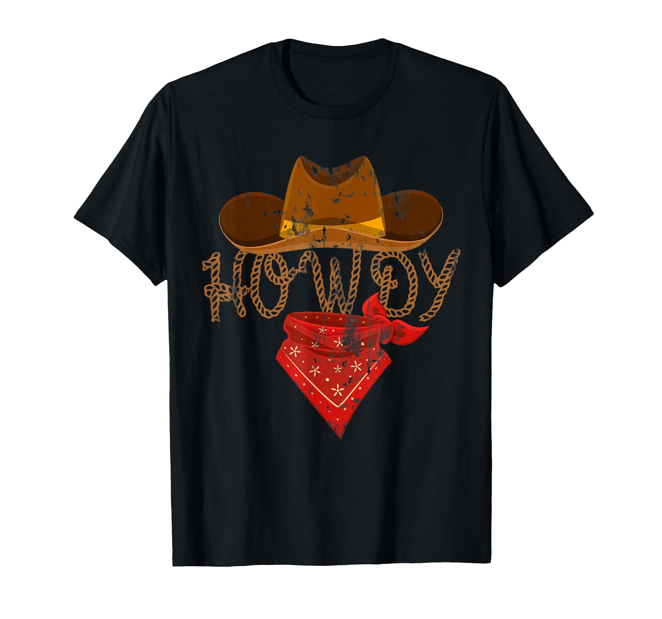 Howdy T-Shirt - Classic Fit, Short Sleeve, Black Polyester & Cotton