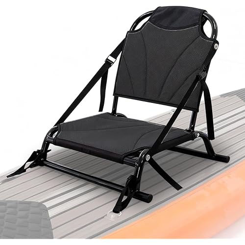 DUNDOO Kayak Seat with Back Support, Aluminum Frame Kayak Seat, Dual Mount for Inflatable Kayak, Sup Board & Sit-On-Top Kayaks, Strap & Rail Mount, Comfortable & Stable