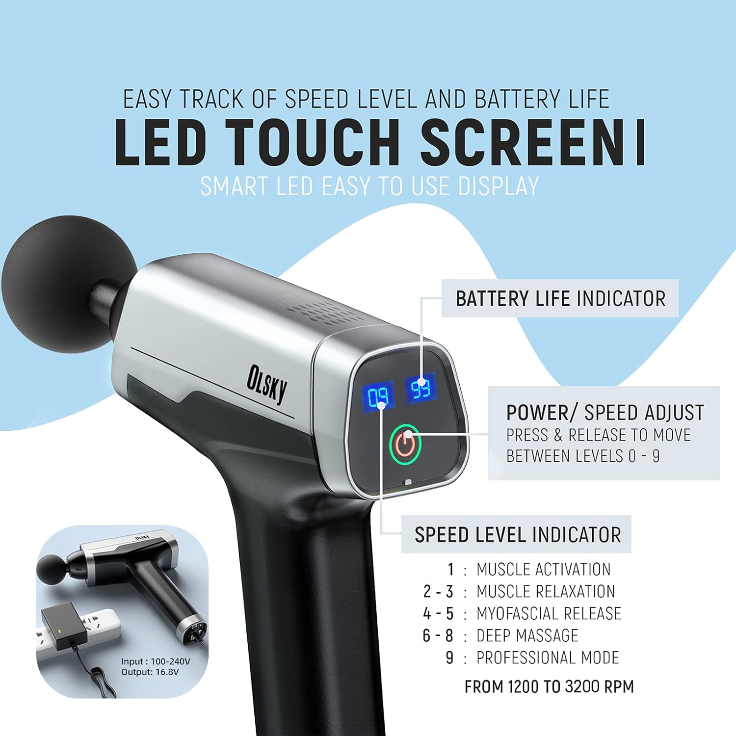 Massage Gun Deep Tissue, Handheld Electric Body Back Massager, High Percussion Muscle Massage Device for Athletes with 9 Speed & 12 Attachments : Health & Household