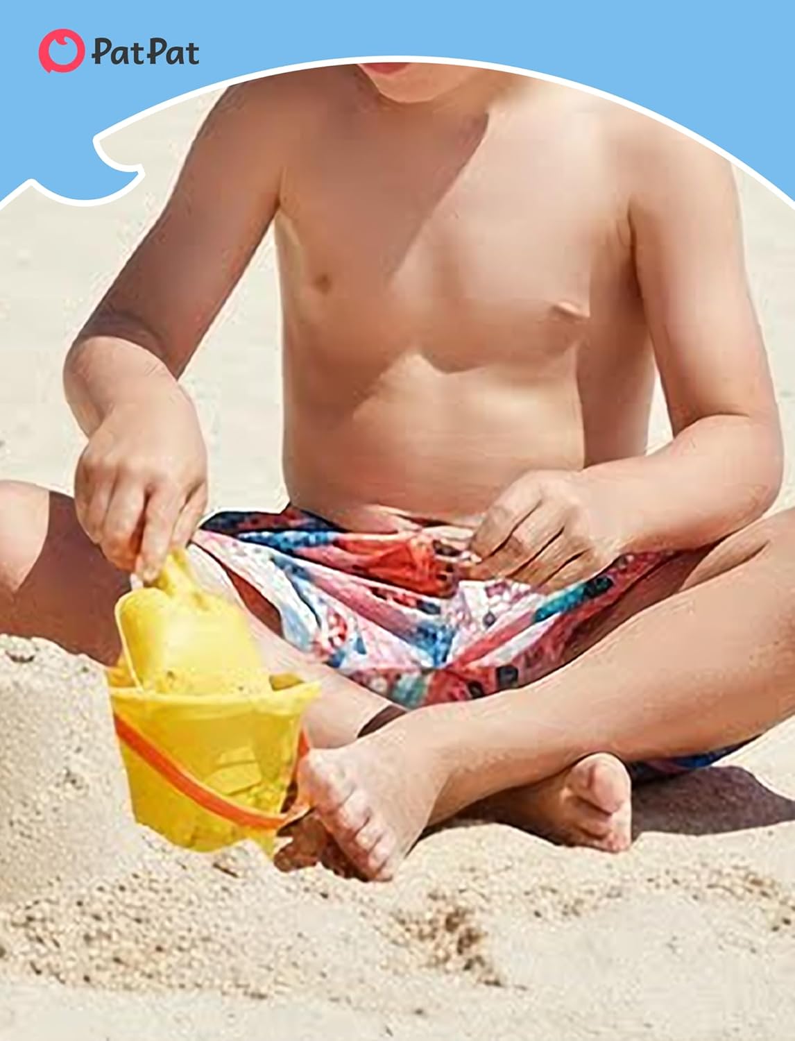 Family Matching Solid Scallop Trim Strappy Two-Piece Swimsuit and Allover Floral Print Swim Trunks Shorts - Image 3