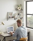 VASAGLE Wall Shelf,Set of 3, 2 Mounting Options, Display Shelf, for Living Room, Kitchen, Study, Bathroom, Greige-Black LWS033B02 - 3