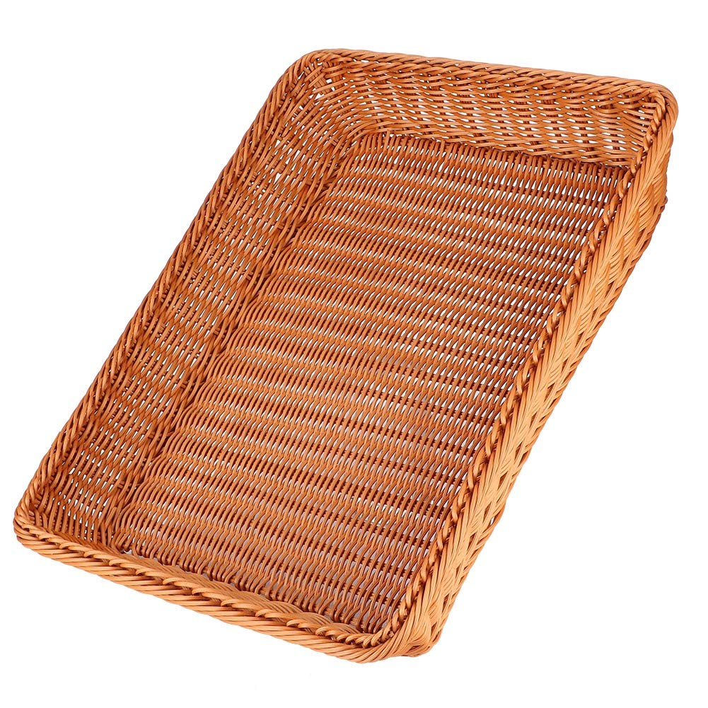 Jenngaoo Cestino Intrecciato in Rattan, Cestini Impilabili per il Pane e la Frutta, Rettangolari, Decorativi per Riporre Cibo al Ristorante, Casa e Cucina, Marrone