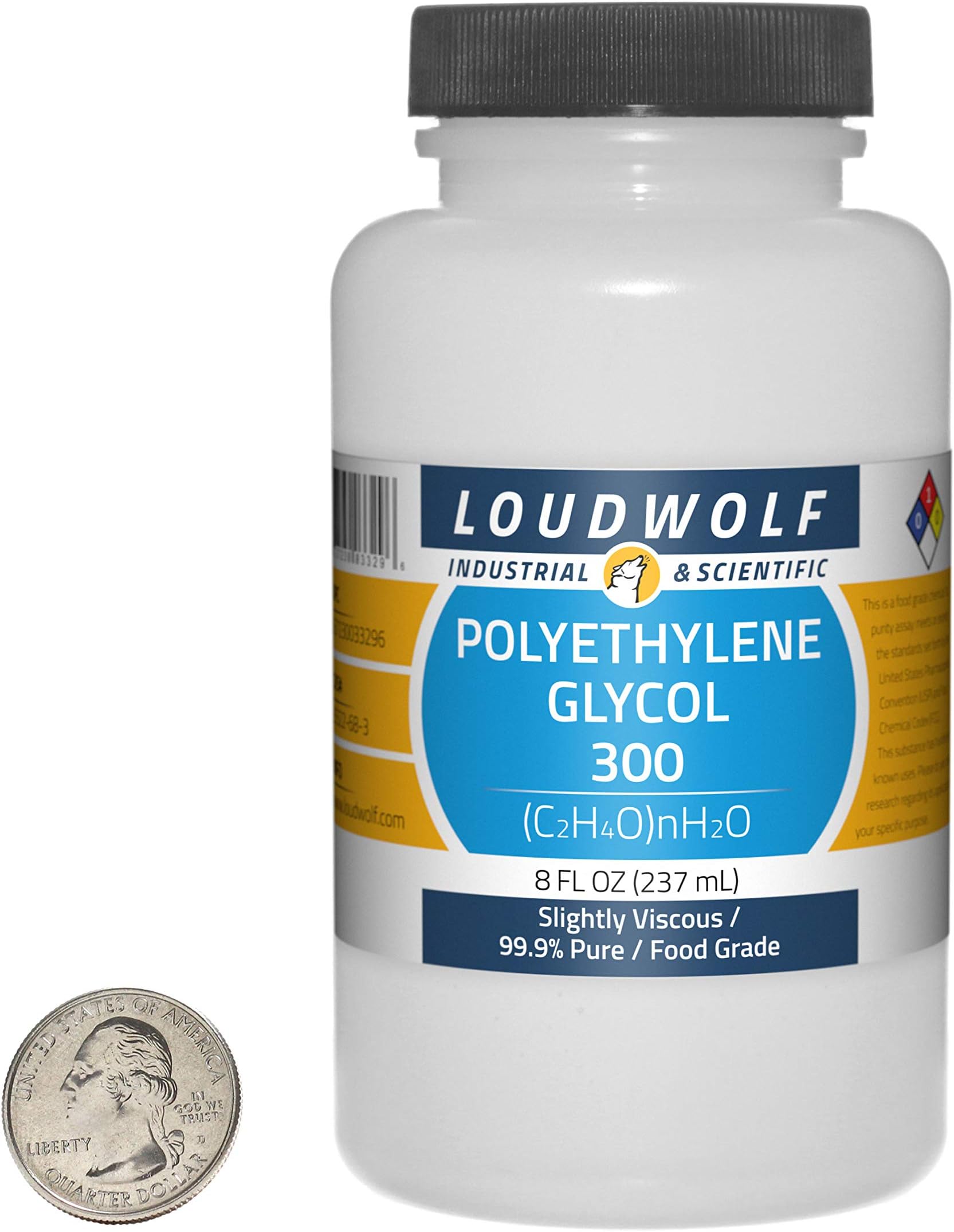 Polyethylene Glycol 300/8 Fluid Ounce Bottle / 99.9% Pure Food Grade/Slightly Viscous/USA