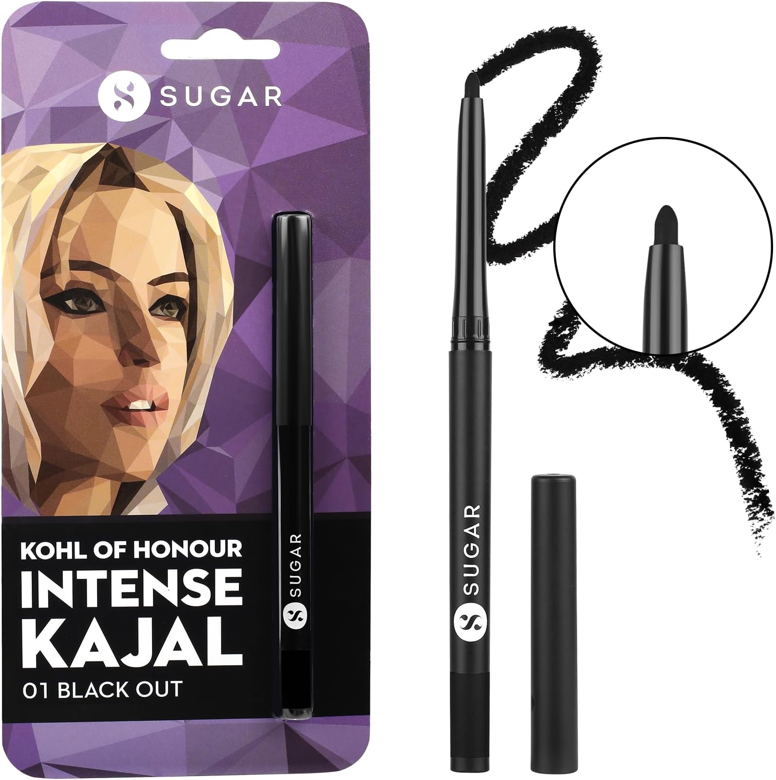 SUGAR Cosmetics Men's Kohl Of Honour Intense Kajal Smudge and Transfer Resistant Eyeliner, Black, 1 Count (Pack of 1)