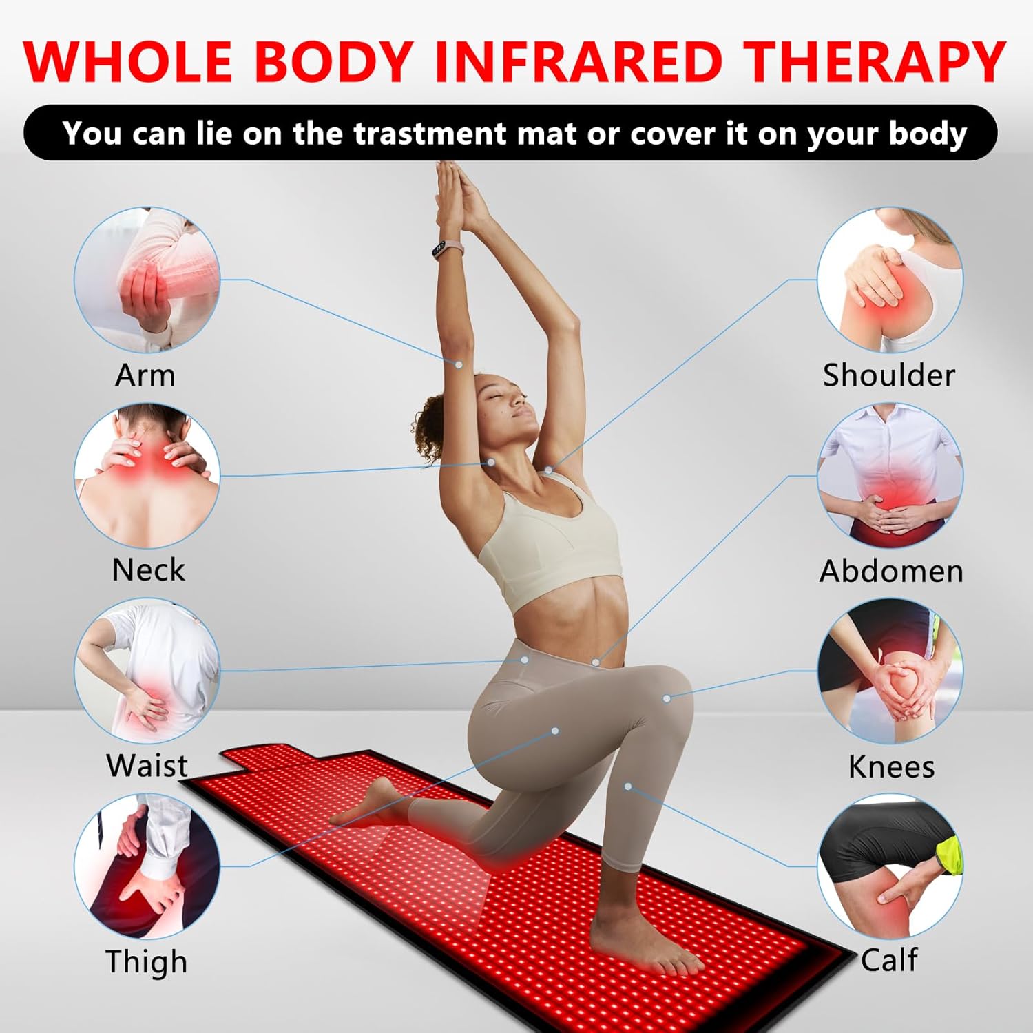 Large Red Light Therapy Mat for Full Body - 85" x 33" Extra Large Infrared Light Therapy Mat with 1400 LEDs, 660nm & 850nm Dual Wave, Timer & Pulse Modes - Ideal for Back Pain Relief, Muscle Recovery - Image 4
