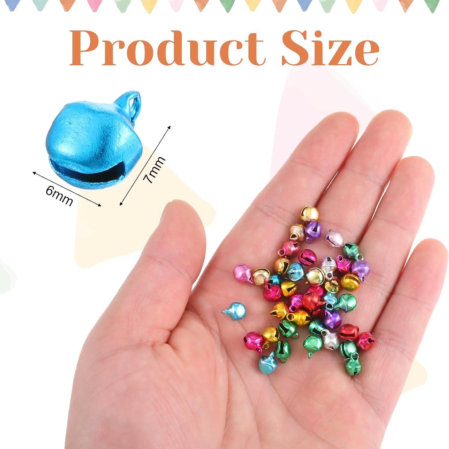 120 PCS 1/4 Inch Mini Bells, Colorful Jingle Bell Beads for Crafting