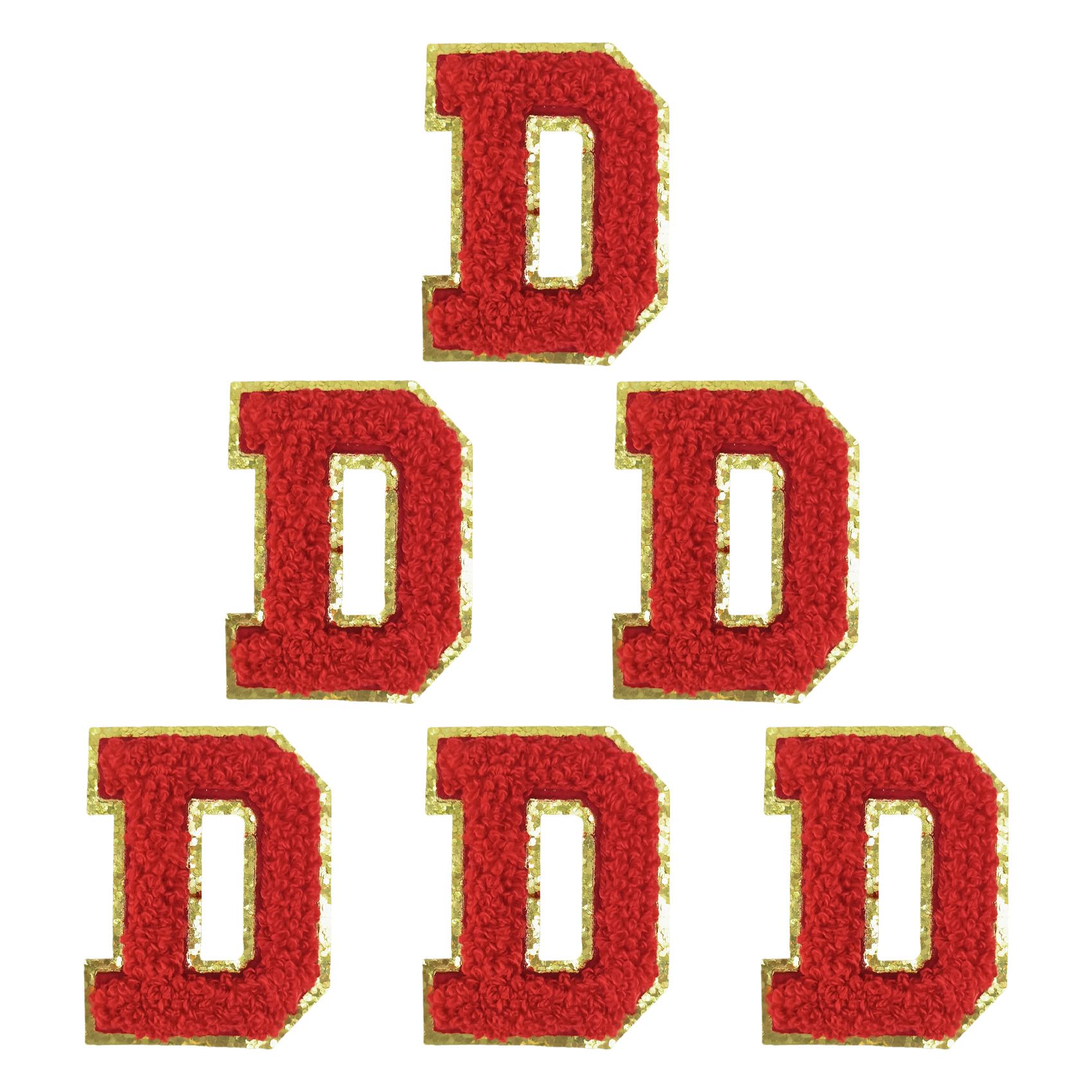 Aganmi 6Pcs Self Adhesive Chenille Letter Patches Preppy 2inch A-Z Varsity Letter Patches Sew On Embroidered Repair Patch for Clothes Hats Bags Letter