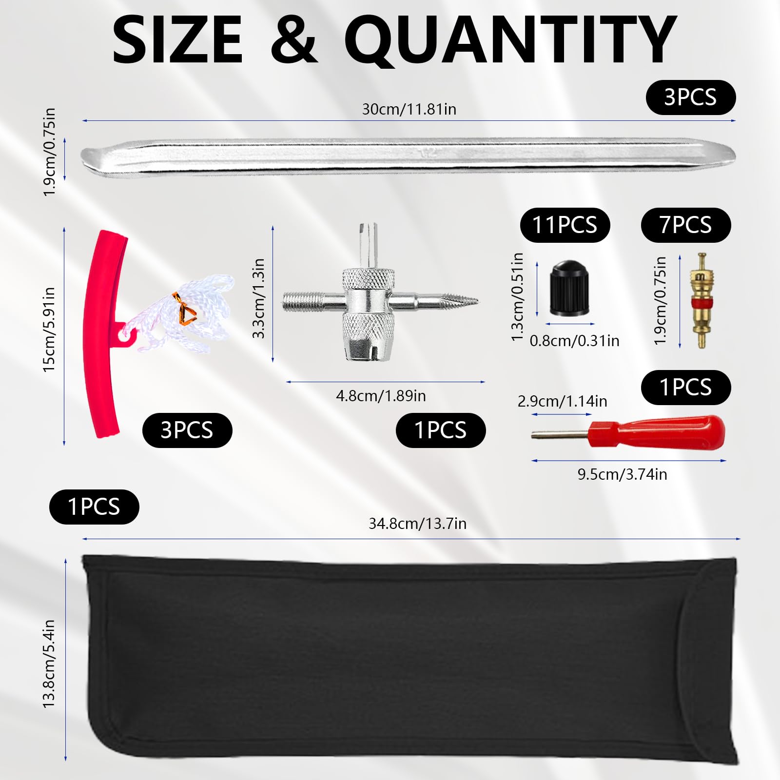 VINEST 3 Démonte-Pneus Moto 30cm Avec Kit Protection Jantes - Outils Changement Pneu Voiture Scooter Vélo