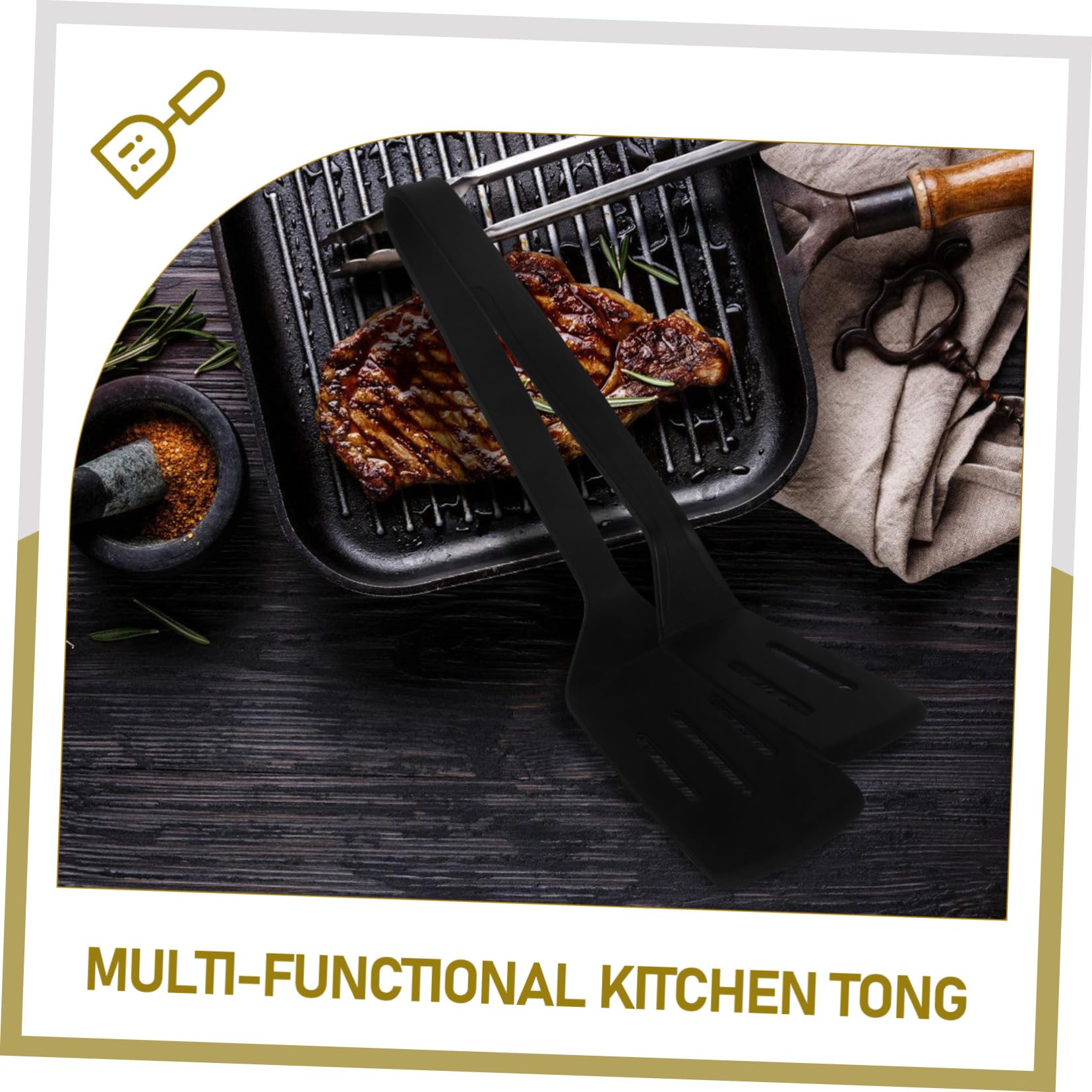 POPETPOP 5 Stück Bratspatel-Clip Essensclips Burger-Smasher Essenszange Zange Küche Grill spachtel Küchenkochzange Küchenspatel Steakklemme Lebensmittelspatelzange Kochen Kieselgel Schwarz