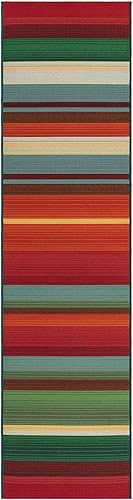 Miniatura 9 de Unique Loom Outdoor Modern Collection - Alfombra de área Jaco (2 pies x 6 pies 1 pulgada, color azul claro)