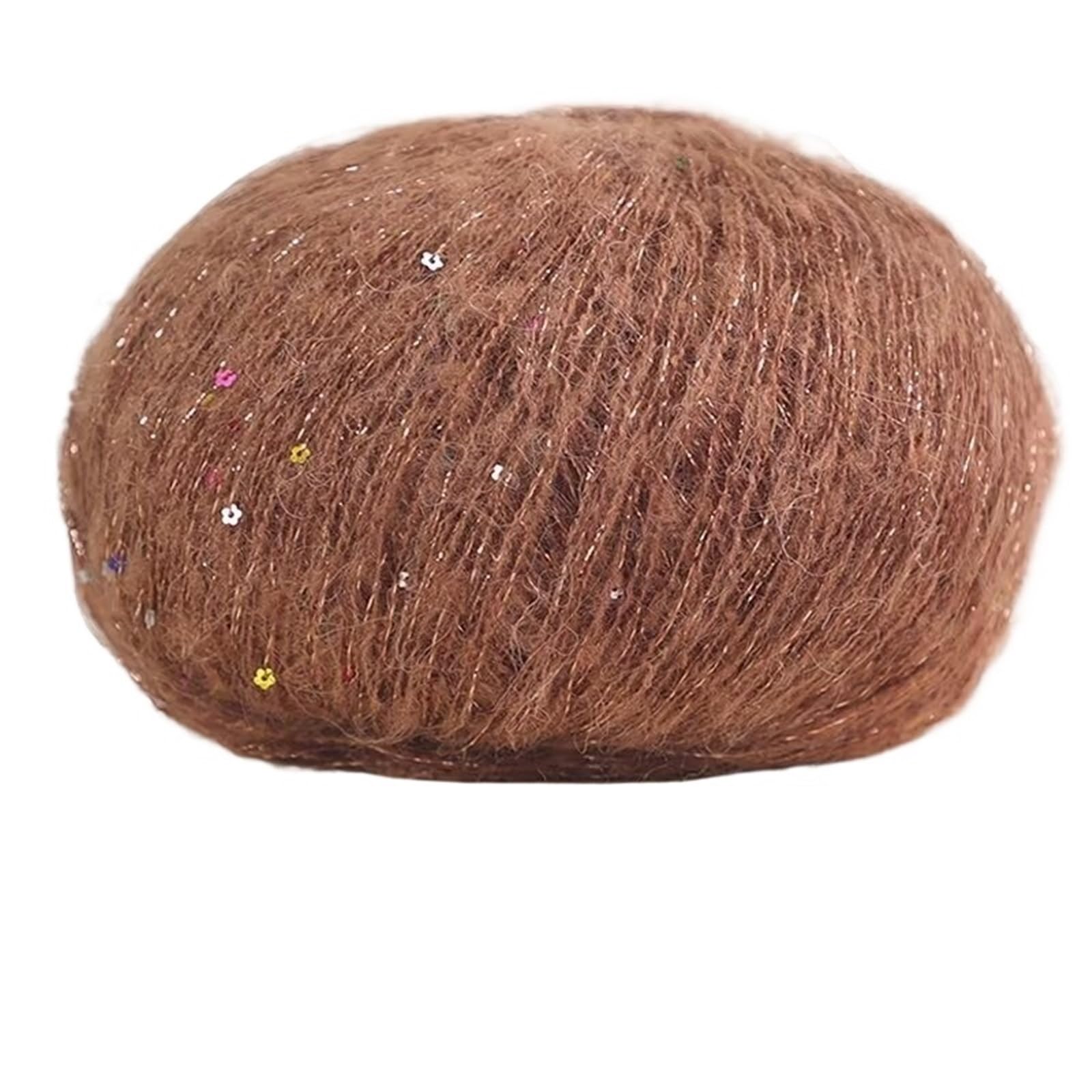 Pailletten Garn 200 g/Set dünnes Mohairgarn mit Pailletten | For Häkelpullover, Mütze, Schal, Schal, DIY-Faden, weich, bequem, leicht(14 Khaki)