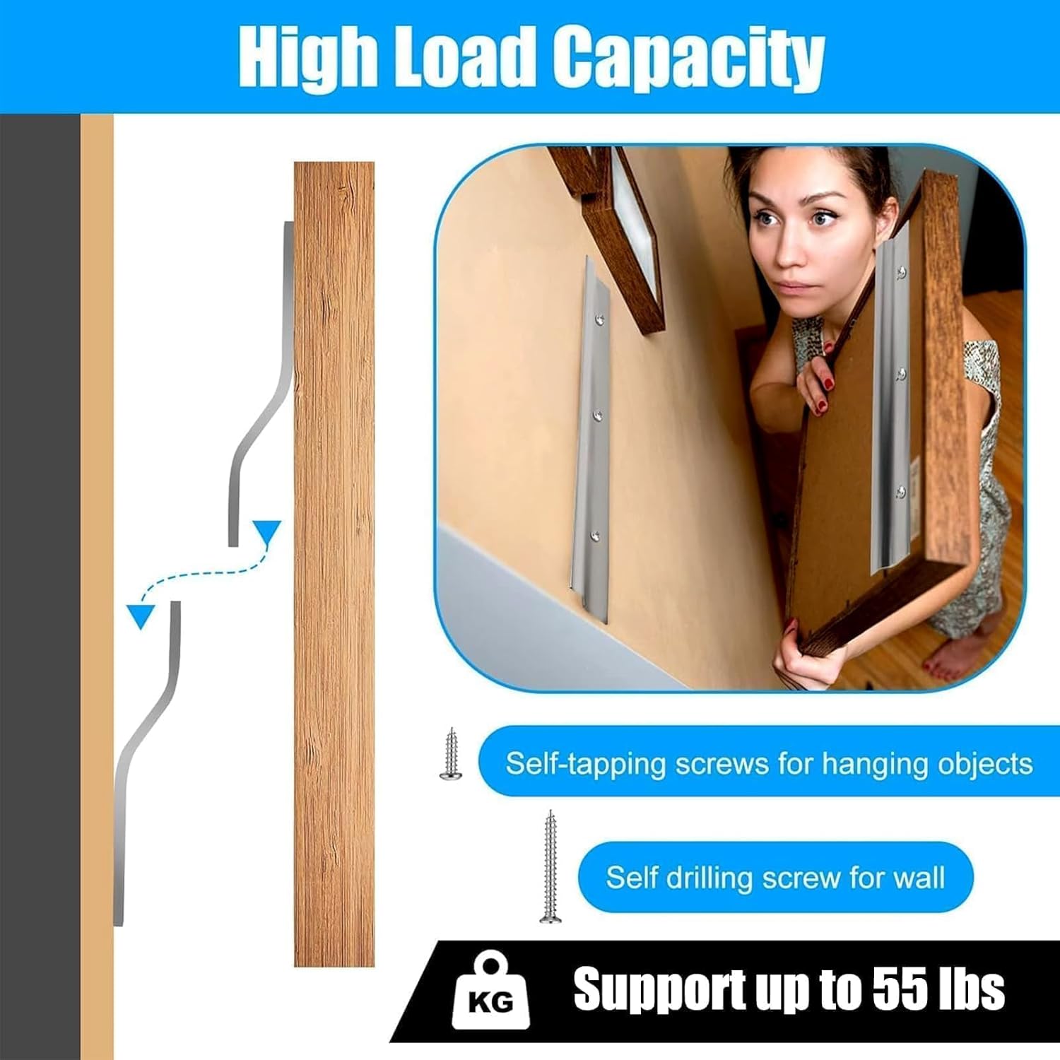 Linkstyle French Cleat Picture Hanger, Heavy Duty French Cleat Bracket Mirror Hanging Kit, 30 CM Z Bar Hanger Wall Bracket 5 713Q+9Fs99L. AC SL1500