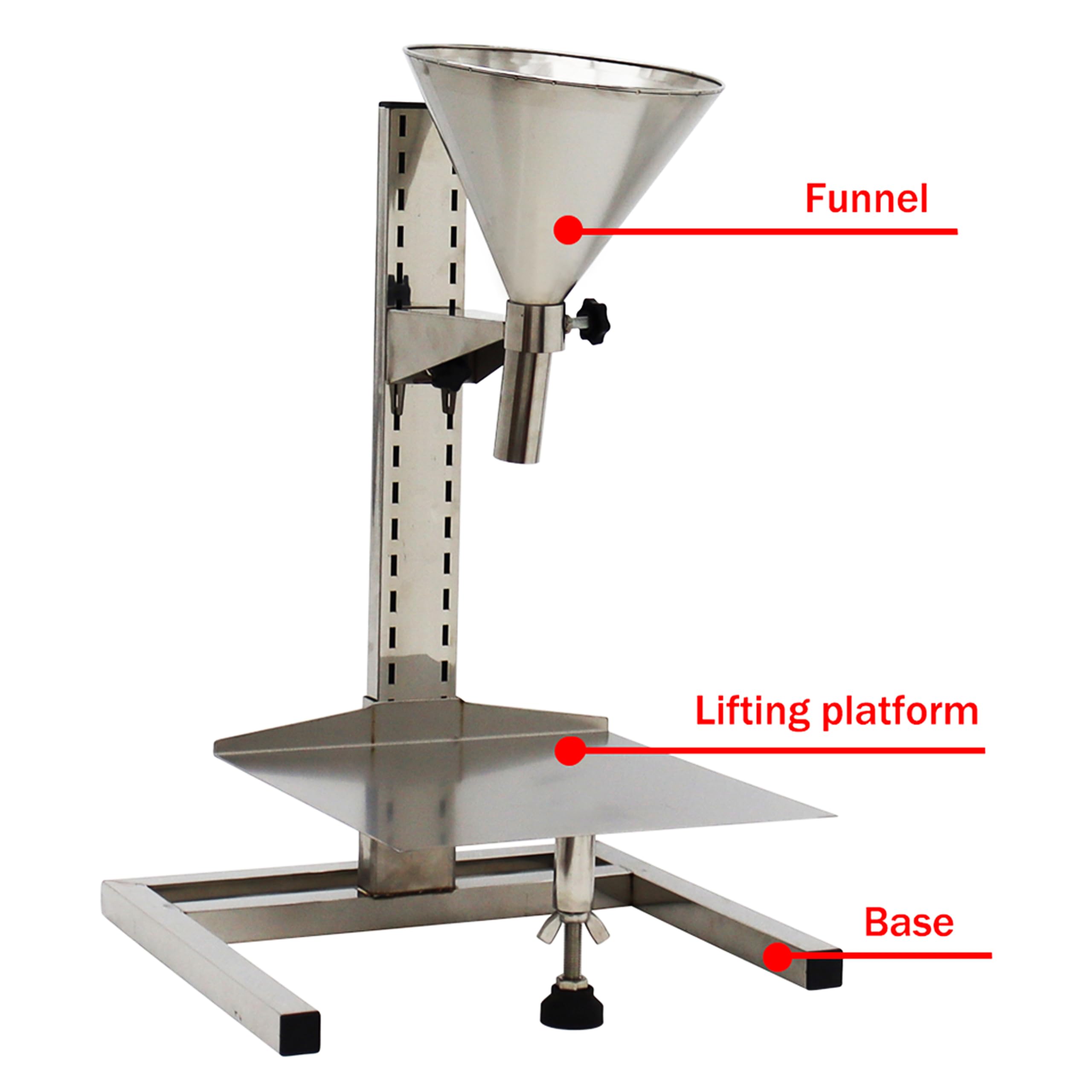 LGXEnzhuo Stainless Steel Feeding Hopper with Support Stand Manual Filling Package Funnel Under Funnel Diameter 3CM