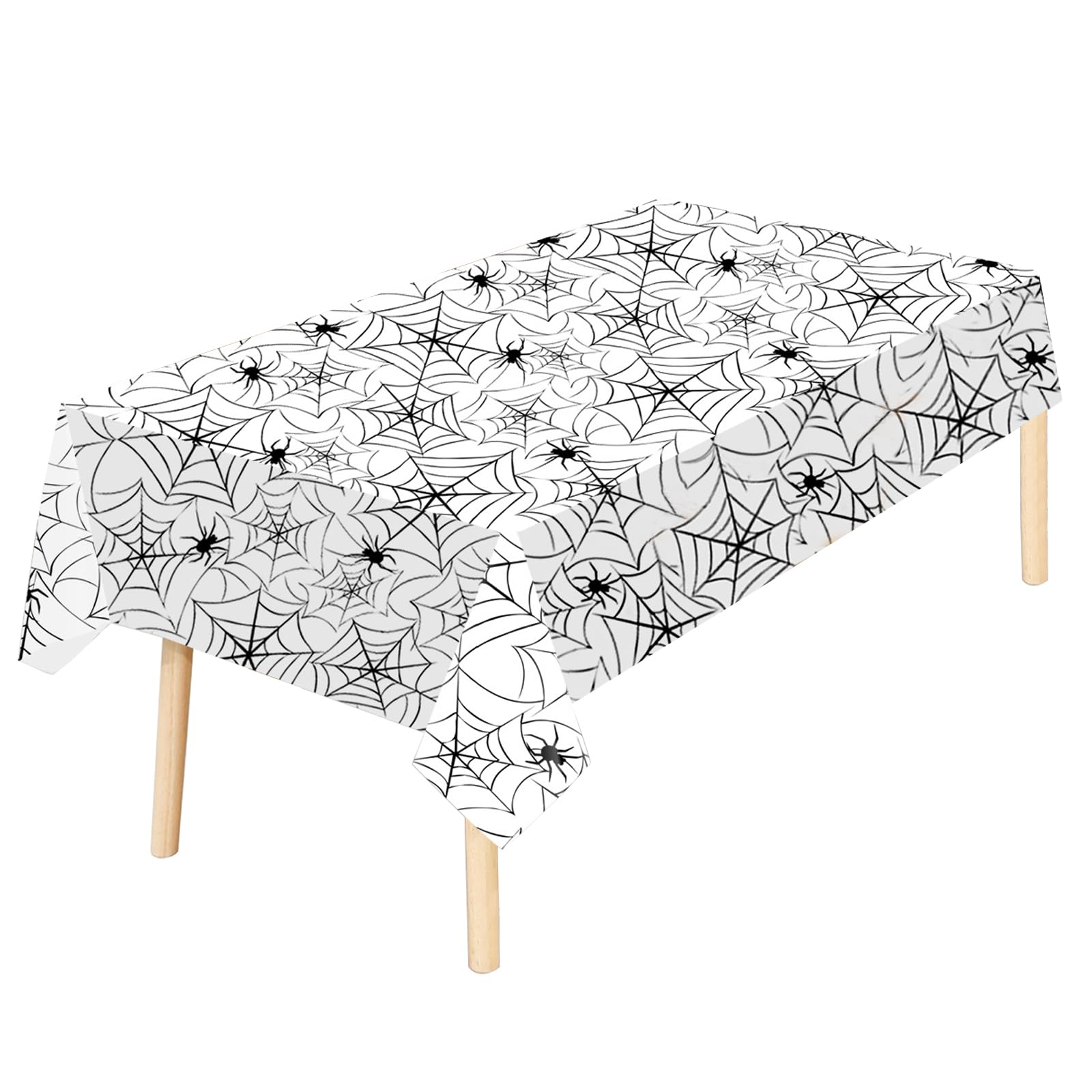 BNPHSIN Spider Web Waterproof Tablecloth - 54x108 inch Rectangle Halloween Table Cover for Holiday Dinner Table Decorations and Party Supplies
