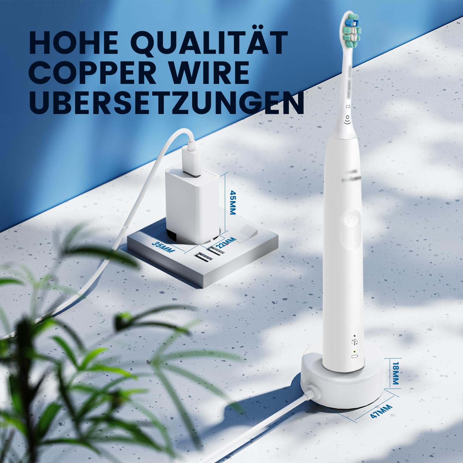 Caricatore USB compatibile con Philips Sonicare 4100 spazzolino elettrico 5500 5300 4100 3100 2100 1100 ricarica con adattatore di rete