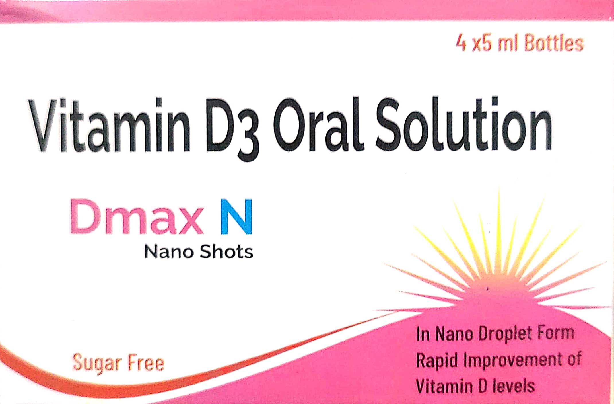 Dmax N Vitamin D 60000 IU Nano Shots - Sugar-Free Syrup for Daily Immune Support 4x5 ml Oral Solution of Vitamin D3 for Quick Calcium Absorption (B0D2YCMS9R) Amazon Price History, Amazon Price Tracker