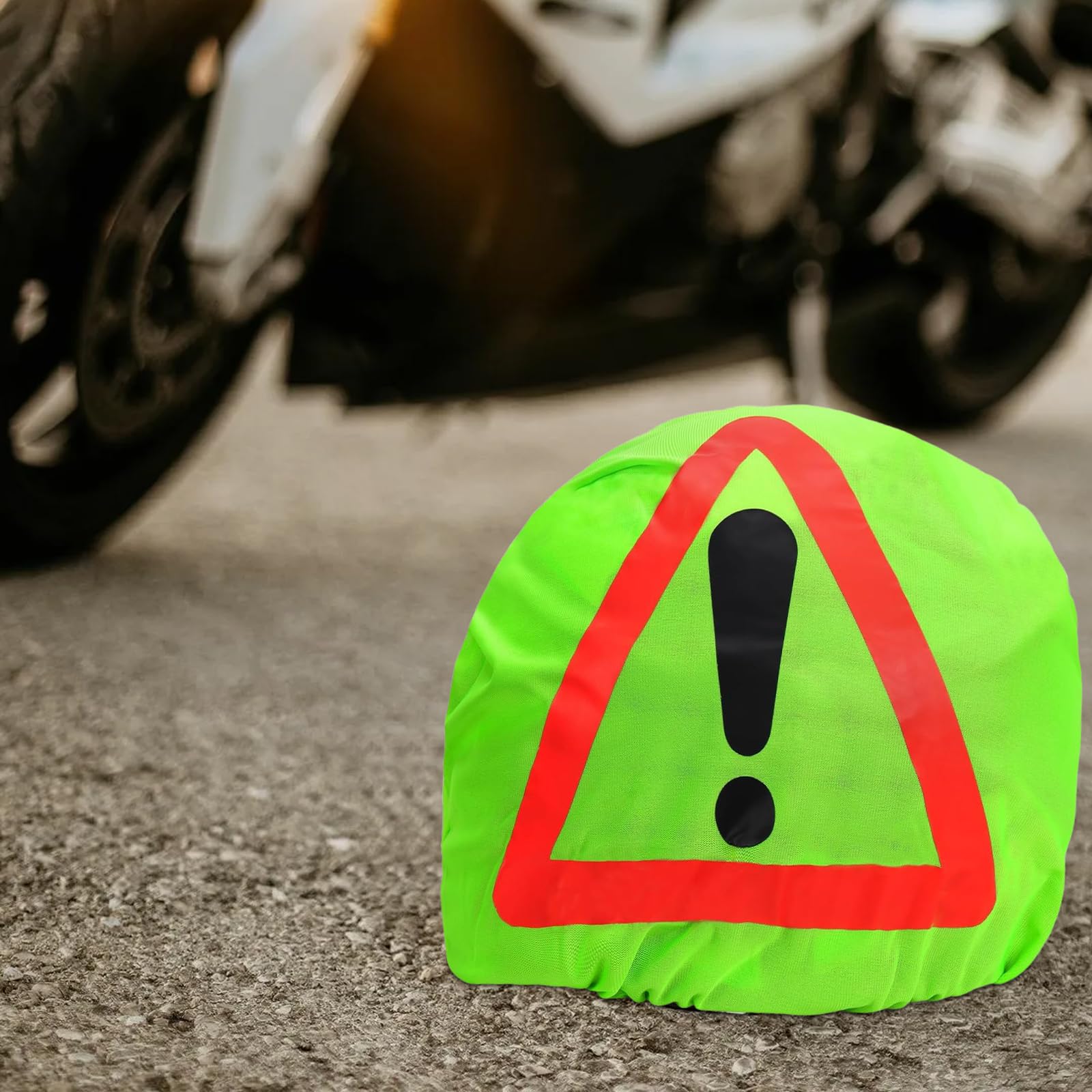 Triangolo Di Segnalazione Per Casco Moto - Verde Fluorescente, 46x43 Cm, Per Emergenze Stradali - Foto 10