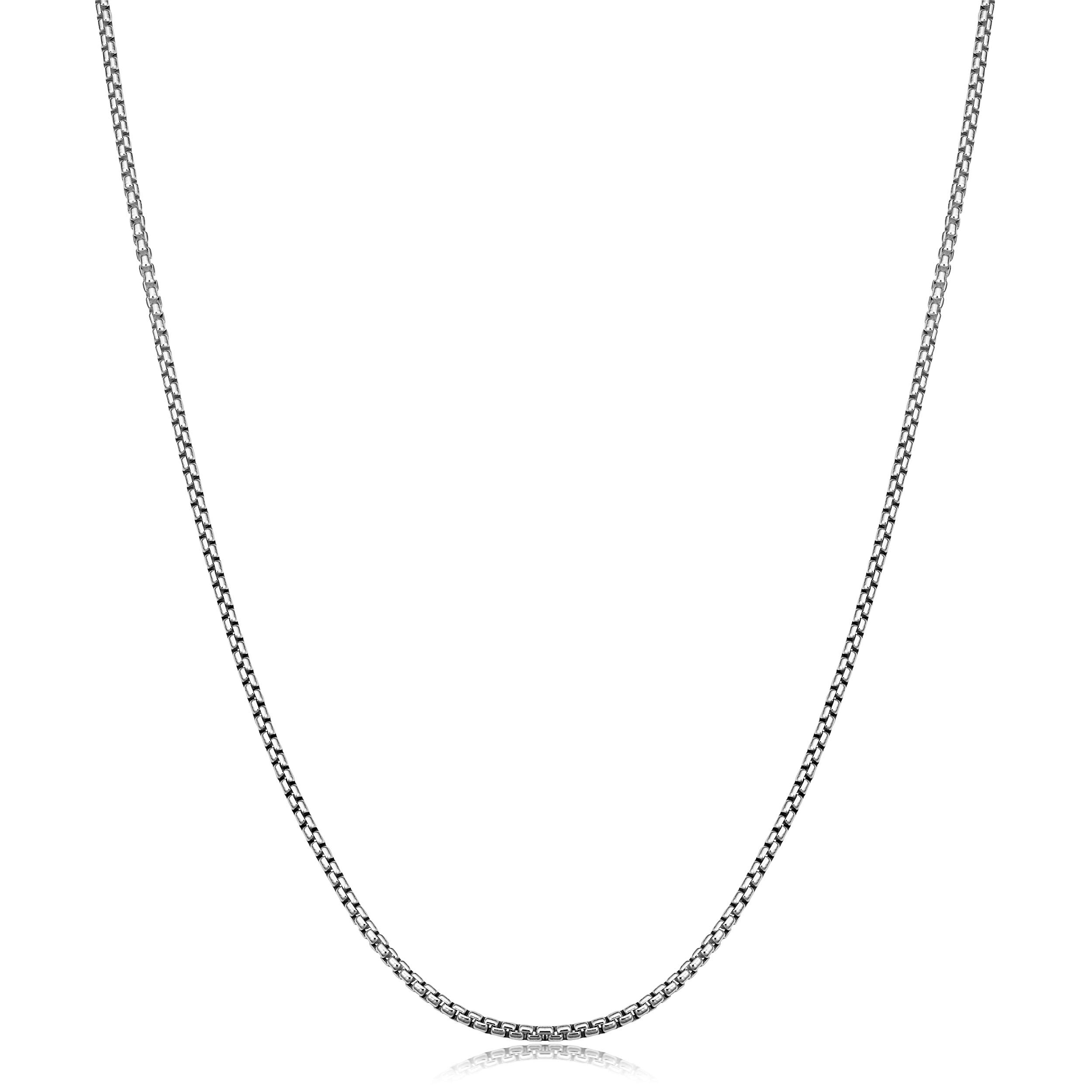 ARGENTO REALE 925 Sterling Silver Necklace Solid Round Box Link Chain Necklace - 925 Rhodium Necklace Chains 1.5MM - 3.5MM, Box Chain, Pendant Chain,silver chain made in italy