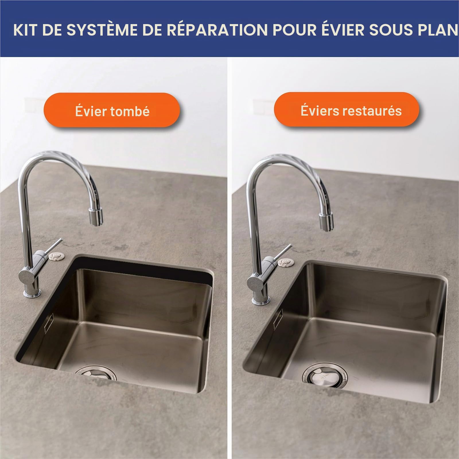 Lot de 4 Support D'Évier Encastré, Réglables Support En Acier Inoxydable, Kit De Support D'Évier Encastré, Système D'Installation Et Réparation Pour Évier De Cuisine
