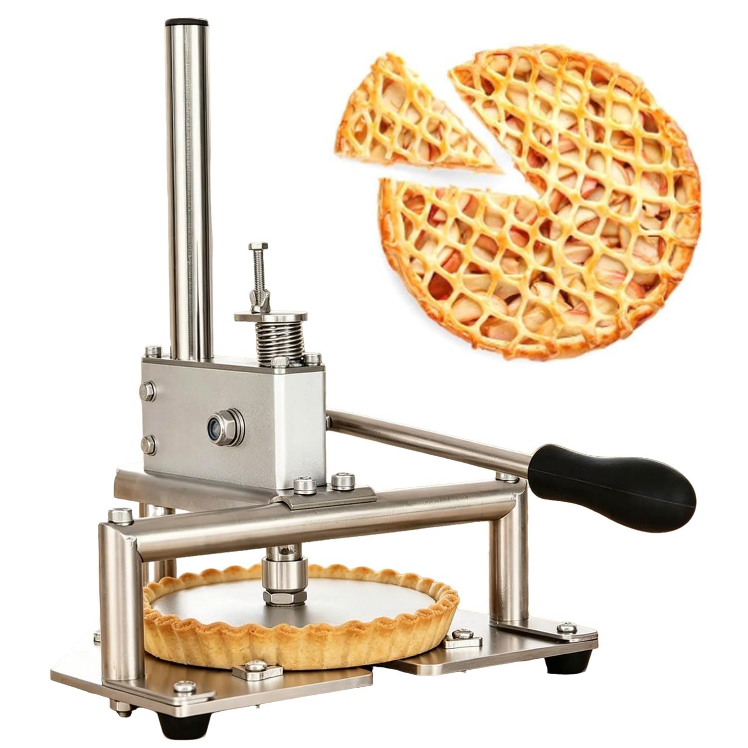 Prensa manual de masa de pizza con engranaje ajustable y acero inoxidable de 8 mm