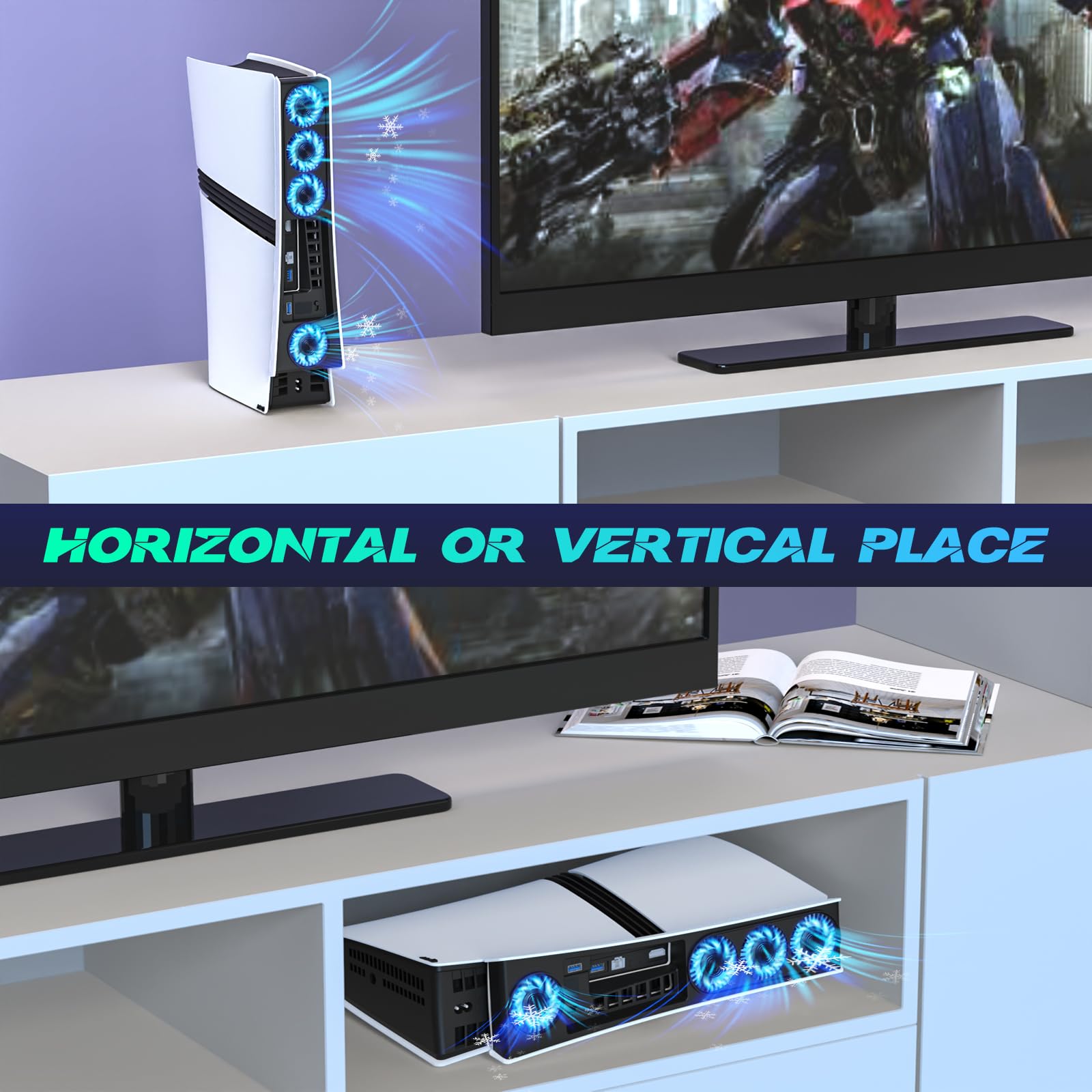 PS5 Pro 4 ventole di raffreddamento, accessori PS5 Pro con USB 3.0, efficiente ventola di raffreddamento silenziosa con velocità regolabile, ventola di raffreddamento per PlayStation5 Pro a