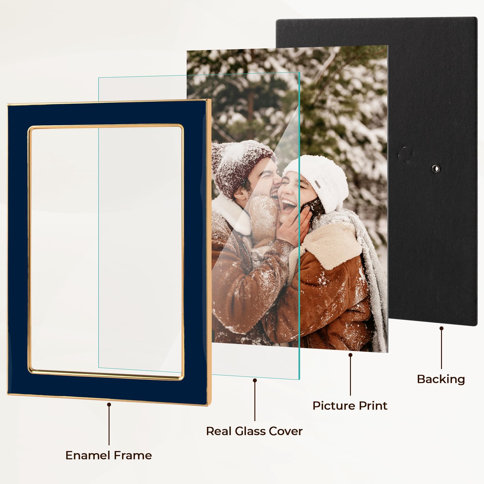 Amazon.com - 5x7 Navy Blue Enamel Picture Frames - Metal Gold Edge