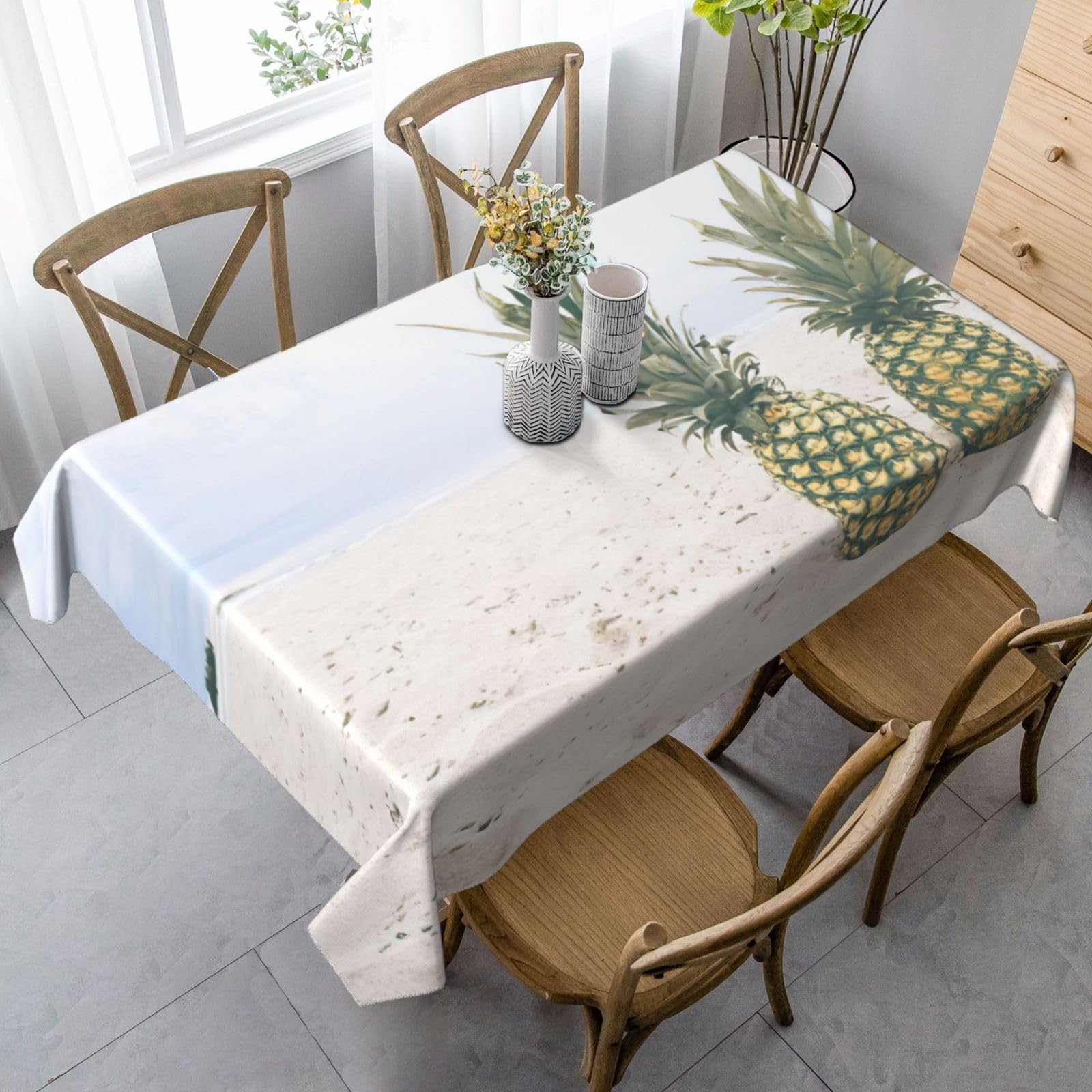 Nappe de cuisine rectangulaire imprimé ananas résistante pour dîner et fête