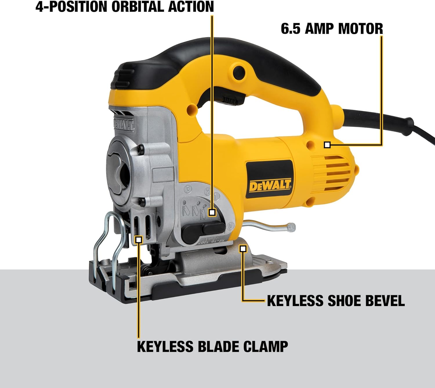 DEWALT DW331KR Heavy-Duty 6.5 Amp Top Handle Jig Saw (Renewed)